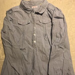 //3 for $20// Okaidi Navy & White Striped Blouse